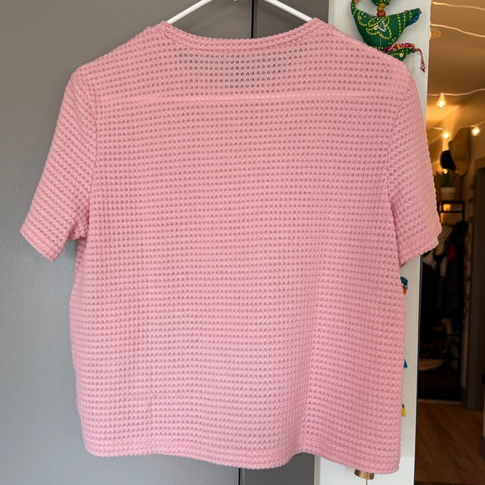 SHEIN Pink Textured Knit Top Tshirt Size Large - Picture 3 of 3